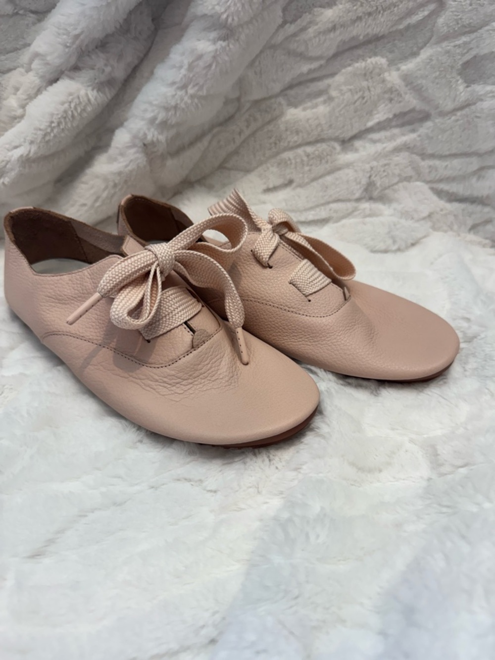 Anothersole Pink Lace-Up LEATHER Flats with Rounded Toe Sz 39 EU